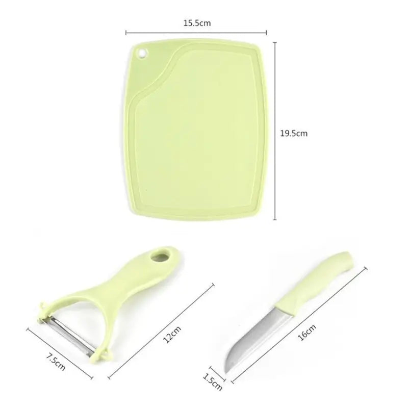 Plastic Kitchen Peeler & Stainless Steel 3-Piece Knife Set Essential Kitchen Combo